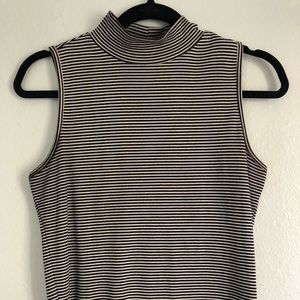 High Neck Striped Crop Top